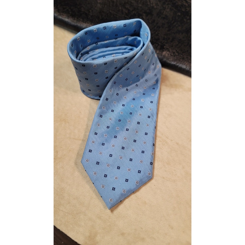 Calvin Klein Mens Blue Diamond Square Pattern Silk Tie